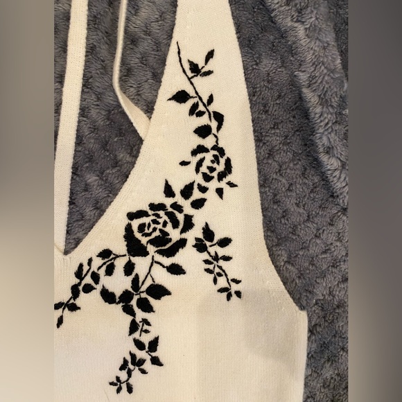 NWT Cute Gap black and white floral capri and halter top set SzS top sz8 capri - Picture 5 of 14